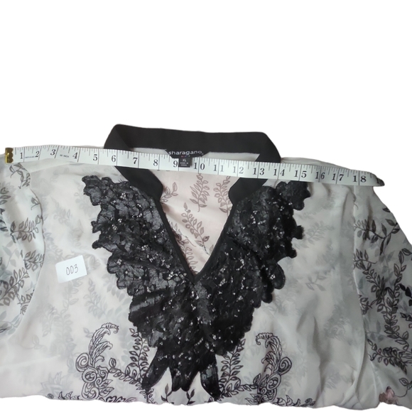 SHARAGANO XL SHEER WHITE AND BLACK COVER UP OR TOP - Picture 5 of 5